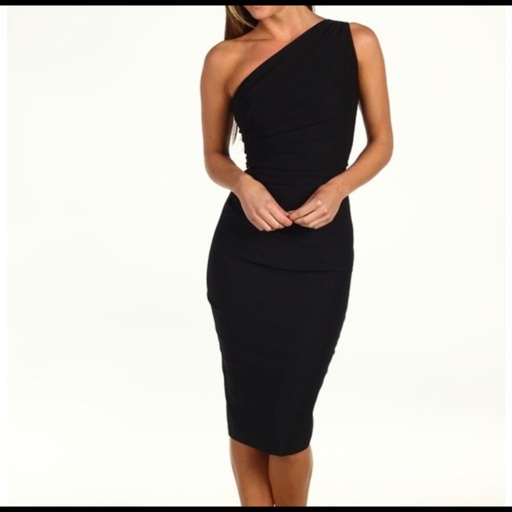 One shoulder body con dress